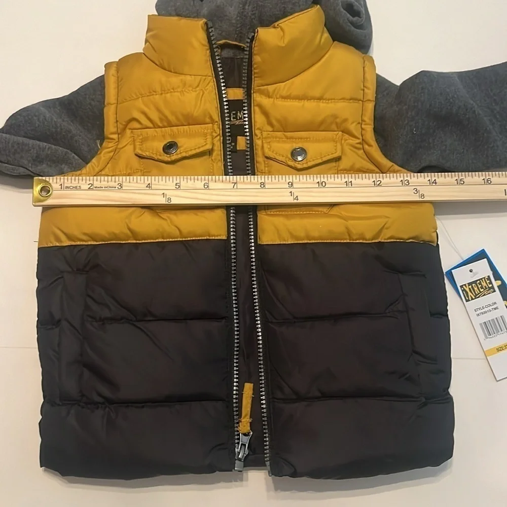 NWT iXtreme Boy's Midweight 2fer Vestee Yellow/Gray/Black Puffer Size 3T - Picture 5 of 10